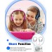 KVIDIO Kids Headphones with Mic, Foldable Wired Child Headphones with Safe Volume Limited 85dB/94dB and HD Sound Sharing Fundtion, Durable Pink Headsets for Girls,iPad,PC,Cellphone,Online Class